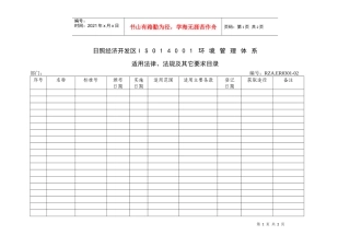 适用法律、法规及其它要求目录
