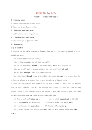 高中英语 Unit 2 Fit for life grammar1教案 牛津译林版选修7-牛津版高二选修7英语教案