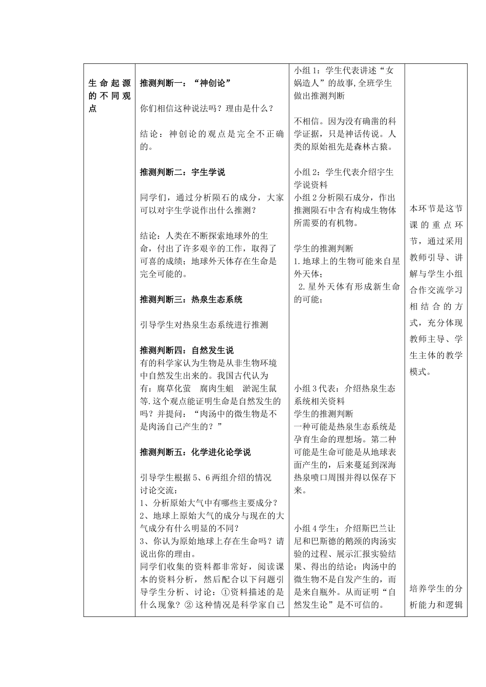八年级生物下册 8.3.1《地球上生命的起源》教案 鲁科版-鲁科版初中八年级下册生物教案_第2页