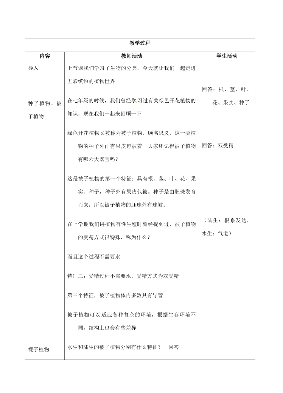 江苏省盐城市中兴实验学校八年级生物下册《22.2 五彩缤纷的植物世界》教学案 苏教版_第2页