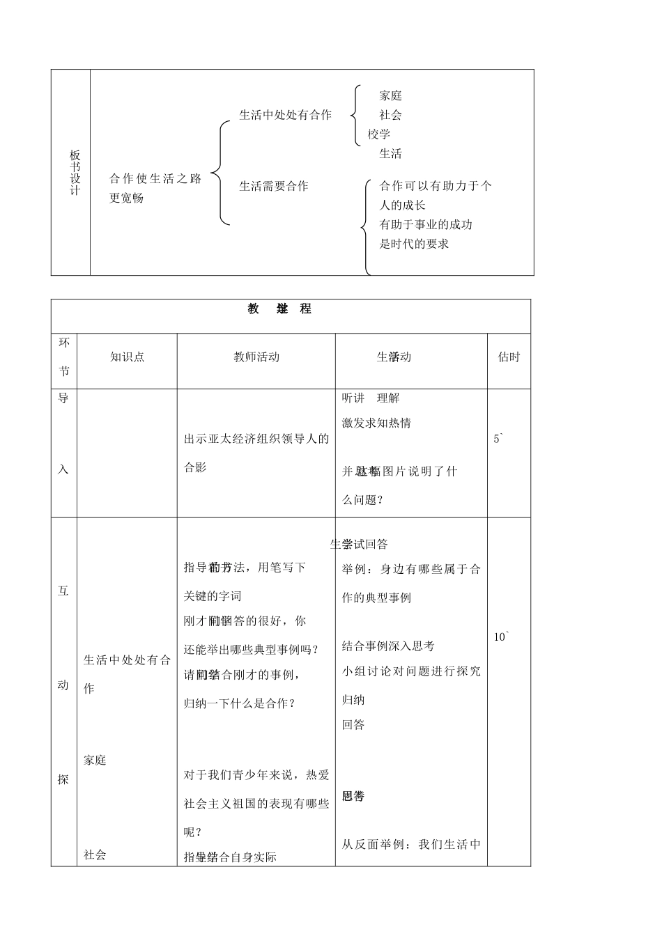 八年级思品上册 9合作使生活之路更宽畅同步教案 鲁教版_第2页