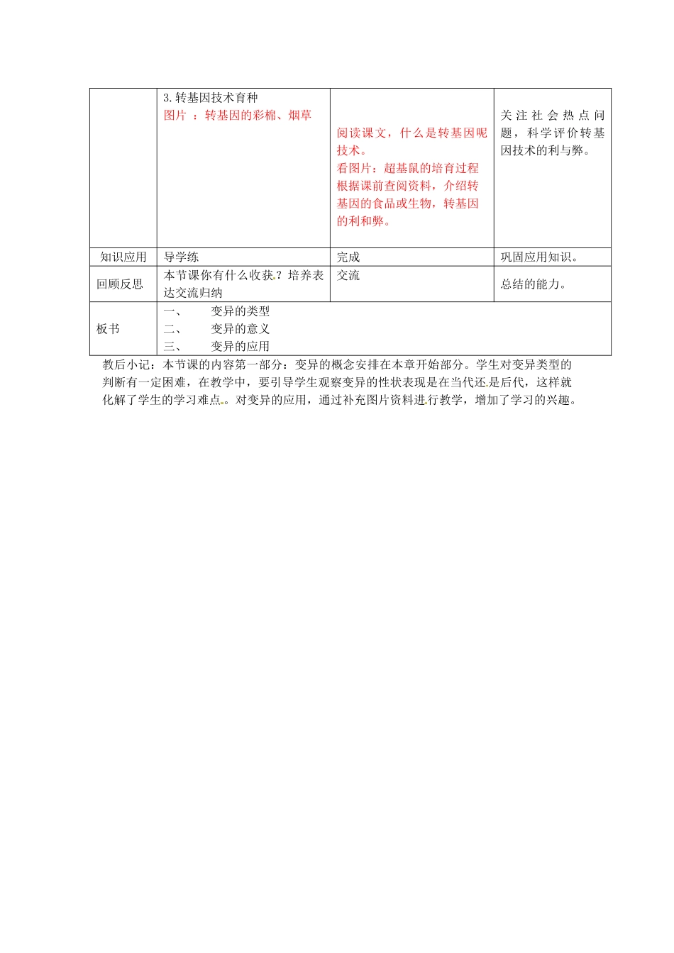 江苏省张家港市八年级生物下册 第7单元 生命的延续与进化 第22章 第2节《生物的变异》教案 （新版）苏科版-（新版）苏科版初中八年级下册生物教案_第2页