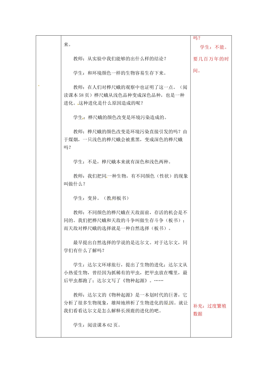 江苏省无锡市东绛实验学校八年级生物下册《22-3 生物进化的原因》教学案 苏科版_第2页