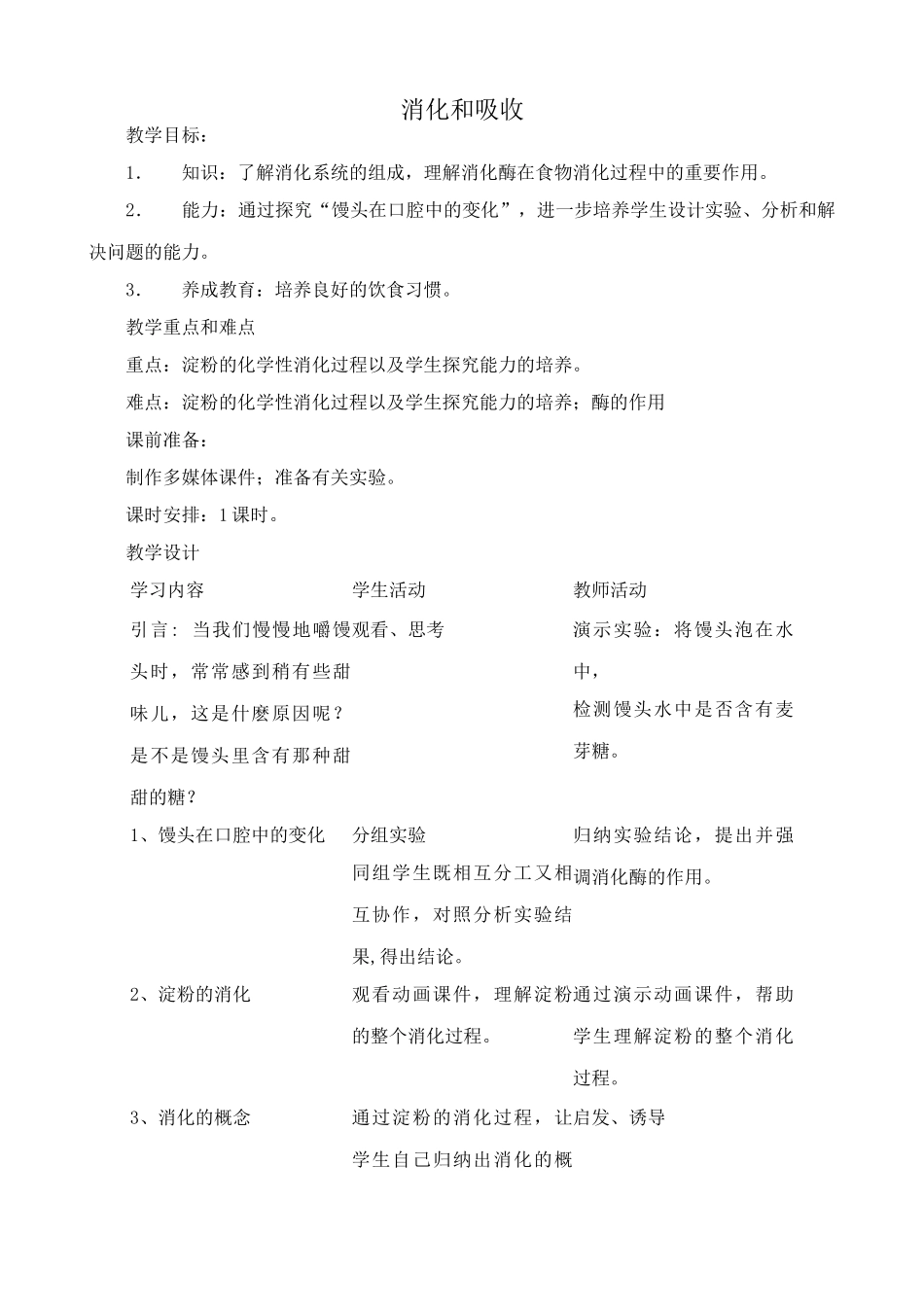 八年级生物鲁教版消化和吸收_第1页
