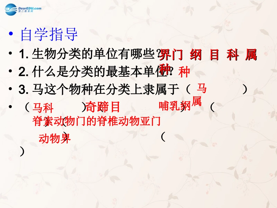 八年级生物上册 6.1.2 从种到界课件1 （新版）新人教版_第3页