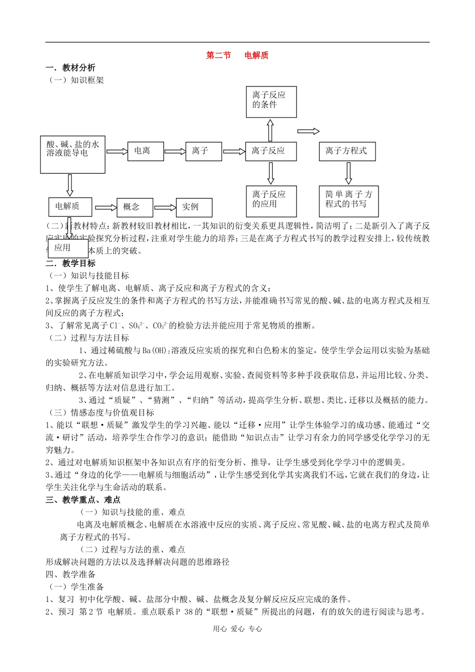 高中化学：2.2《电解质（1）》教案鲁科版必修1_第1页