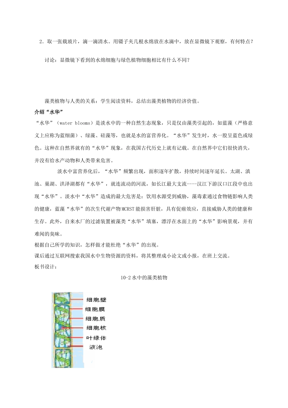 【苏科版七年级下册】第10章 水中的生物：10-2水中的藻类植物_第2页