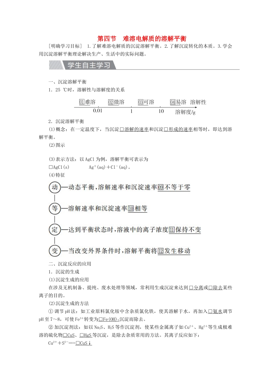 高中化学 第三章 水溶液中的离子平衡 第四节 难溶电解质的溶解平衡教案 新人教版选修4-新人教版高二选修4化学教案_第1页