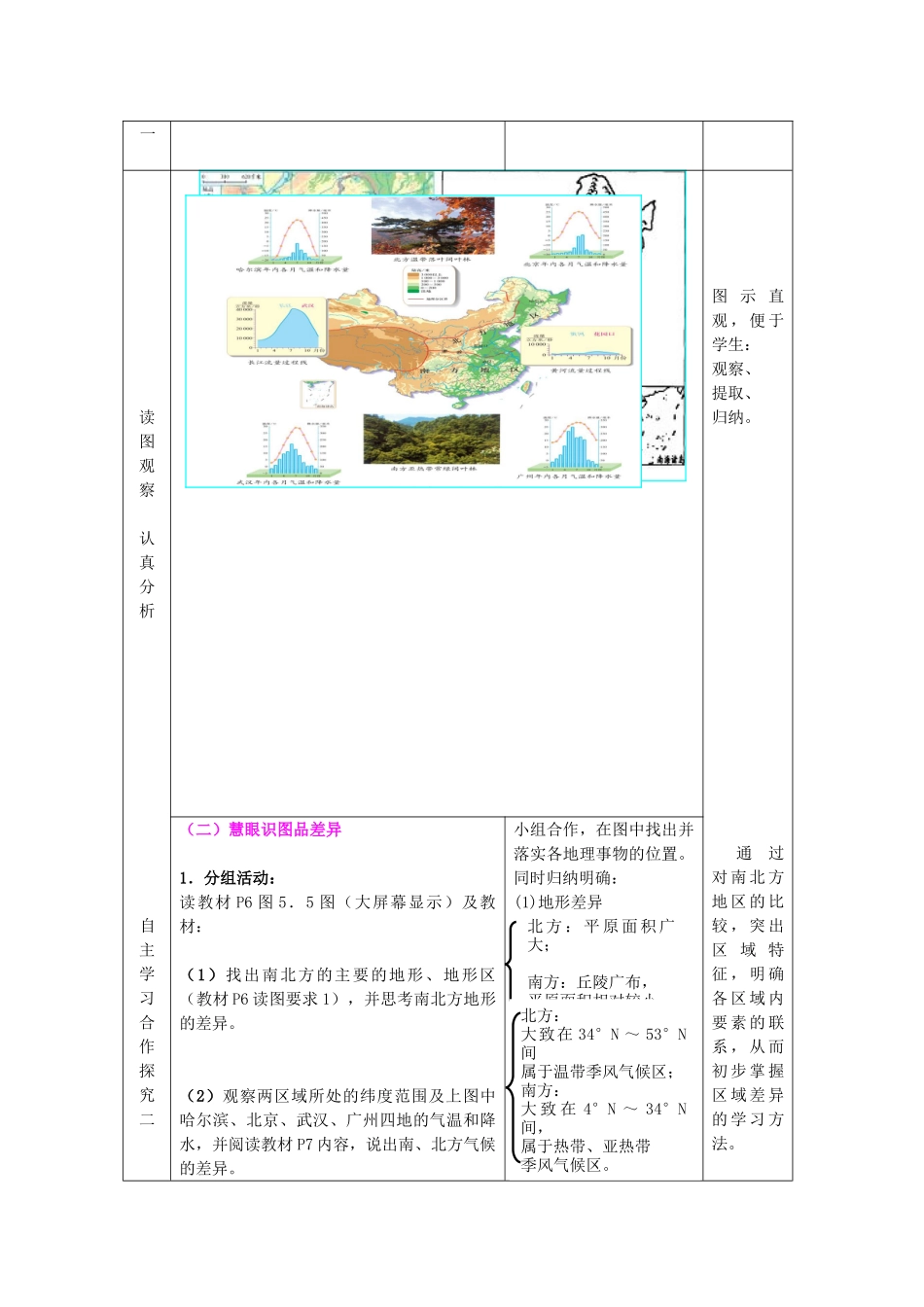 八年级地理下册 第五单元 第2课 北方地区和南方地区（第1课时）教案2 商务星球版_第2页