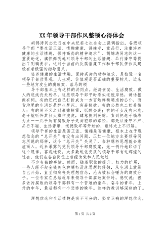 XX年领导干部作风整顿心得体会