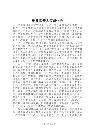 职业素养之实践体会