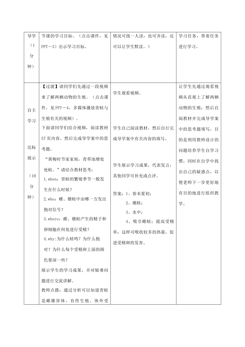 八年级生物上册 4.2.2《两栖动物的生殖和发育》教案3（新版）济南版-（新版）济南版初中八年级上册生物教案_第2页
