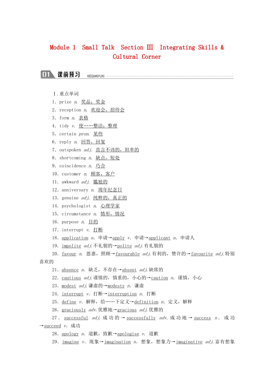 高中英语 Module 1 Small Talk Section Ⅲ Integrating Skills  Cultural Corner教案 外研版选修6-外研版高二选修6英语教案_第1页
