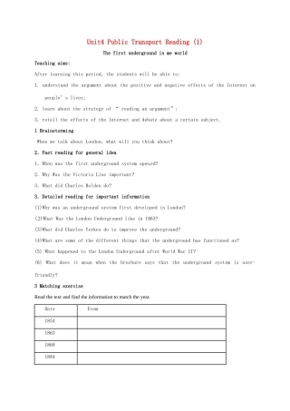 高中英语 Unit4 Public transport Reading教案 牛津译林版选修7-牛津版高二选修7英语教案