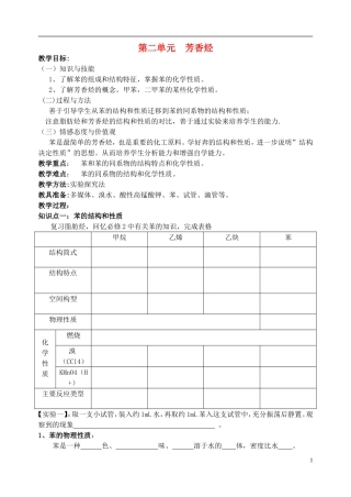 高中化学 《芳香烃》教案1 苏教版选修5