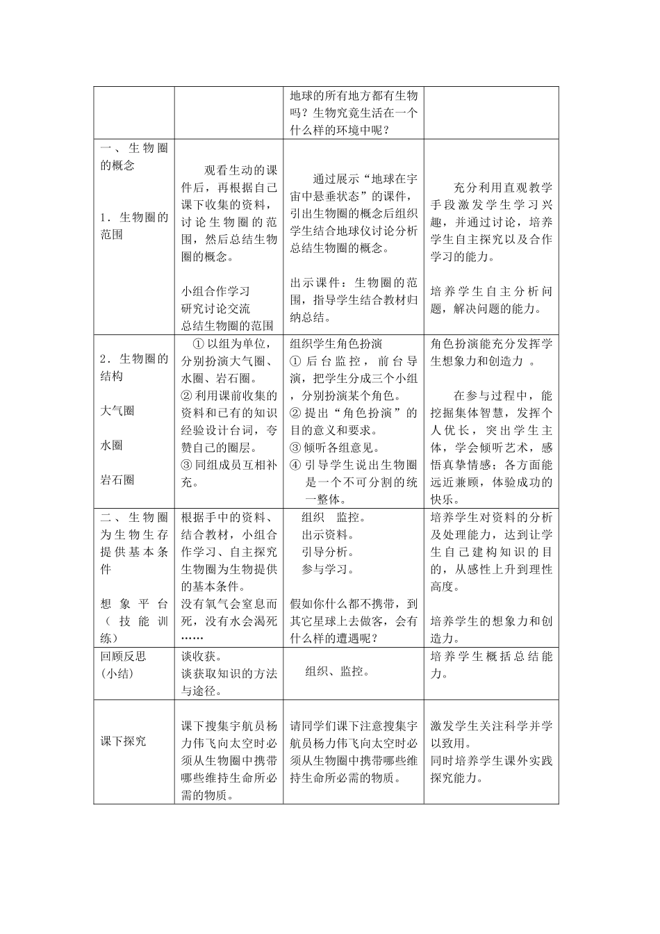 （江西专版）中考生物总复习 第三单元 生物与环境 第三节 生物圈是人类与其他生物的共同家园教学设计-人教版初中九年级全册生物教案_第3页