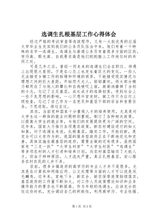 选调生扎根基层工作心得体会