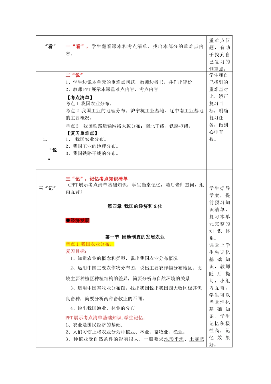 八年级地理上册 第四章 中国的经济与文化复习教案2 （新版）商务星球版_第3页