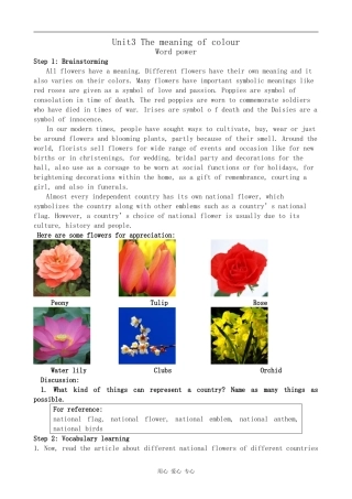 高中英语Unit3 The meaning of colour--Word power1牛津版选修9