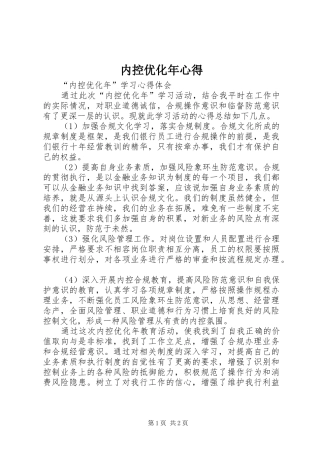 内控优化年心得