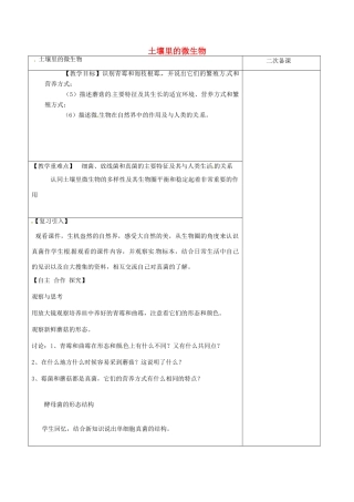 江苏省泗洪县七年级生物下册 5.13.2 土壤里的微生物教案 1（新版）苏科版-（新版）苏科版初中七年级下册生物教案