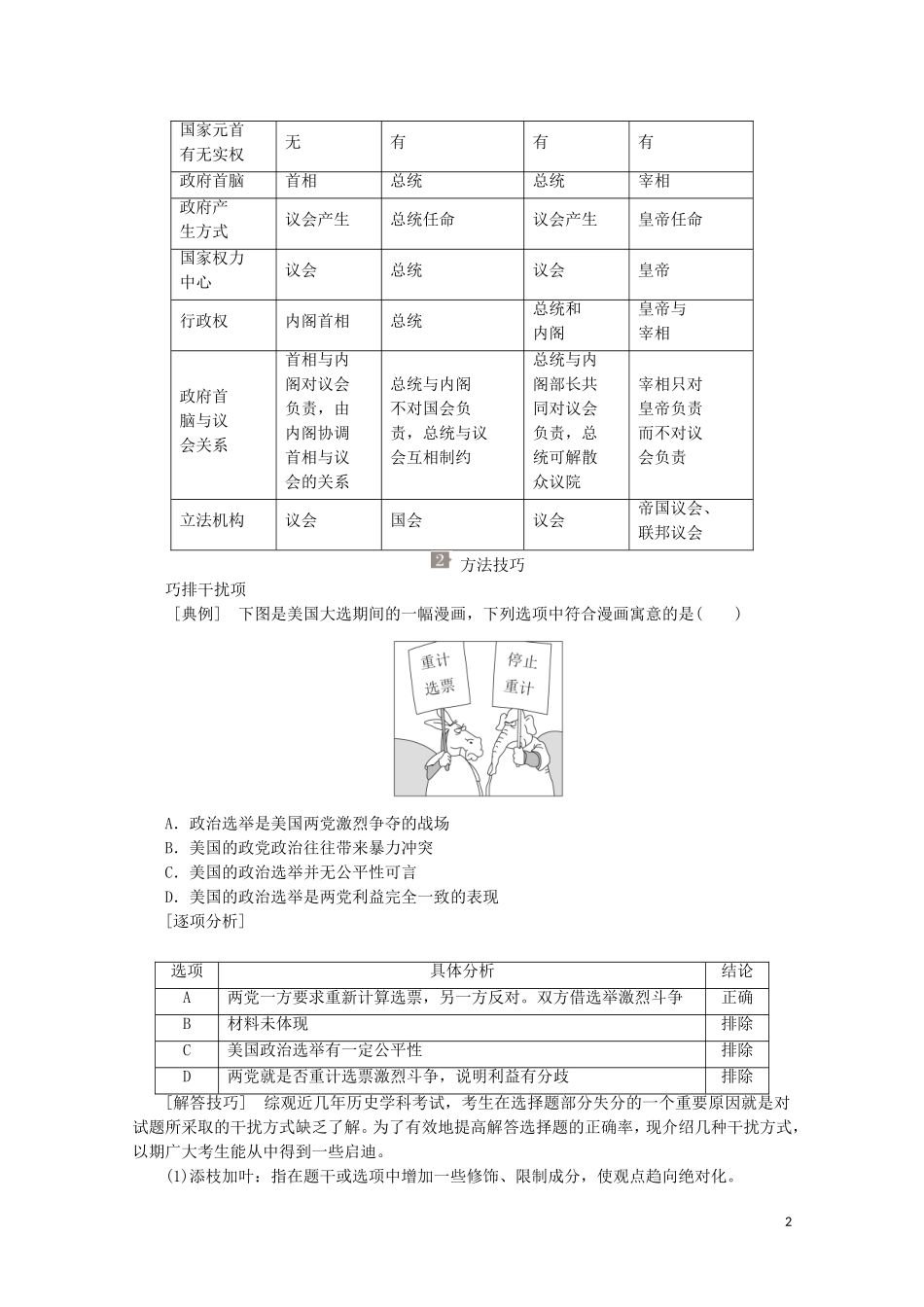 高中历史 专题七 近代西方民主政治的确立与发展专题知识整合讲义 人民版必修1-人民版高一必修1历史教案_第2页