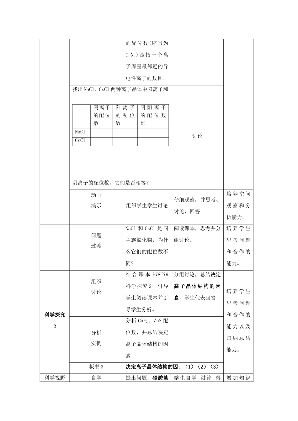 高中化学 3.4.1《离子晶体》教案 新人教版选修3_第3页