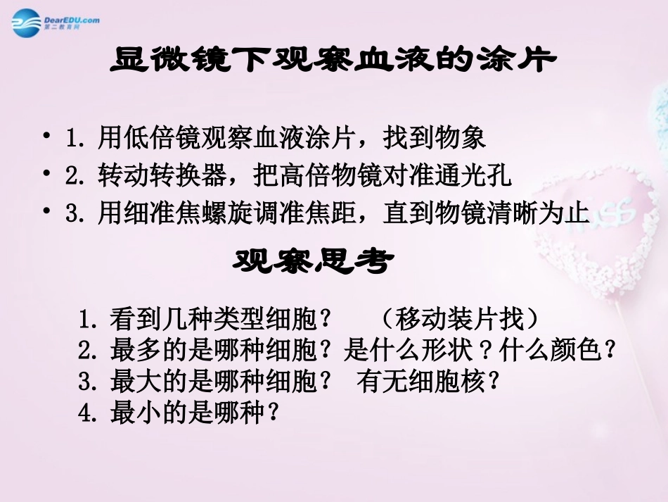湖南省长沙市长郡芙蓉中学七年级生物下册《4.4.1 流动的组织-血液》课件 新人教版_第2页