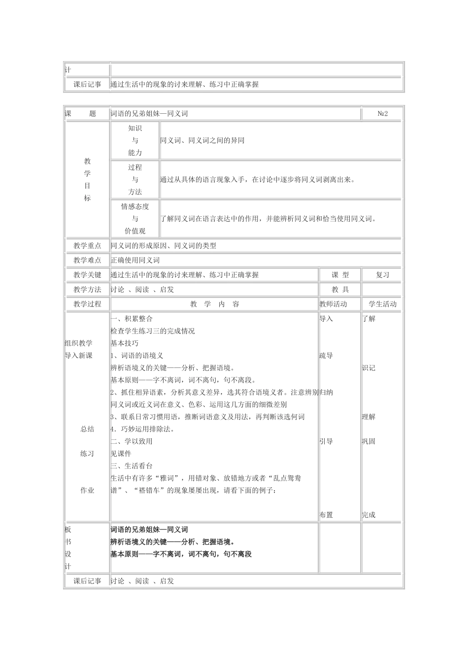 高中语文《词语的兄弟姐妹-同义词》教案 人教版选修《语言文字应用》_第2页