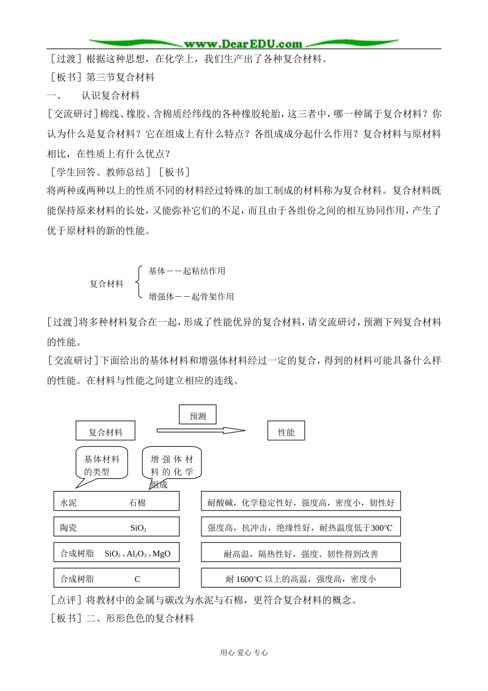 高中化学复合材料教案 鲁科版 必修1_第3页