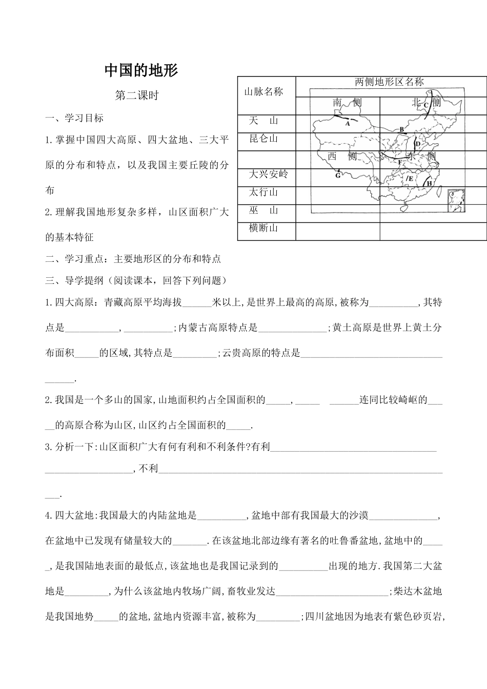八年级地理中国的地形 2新人教版_第1页