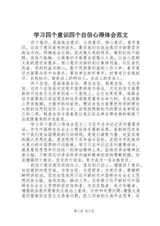 学习四个意识四个自信心得体会范文