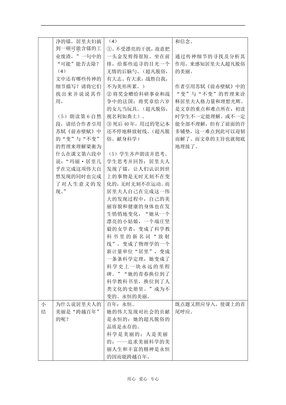 高中语文：第一册《跨越百年的美丽》教案沪教版_第3页
