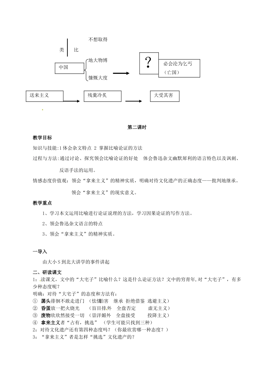 高中语文 第8课《拿来主义》教学资料（讲）新人教版必修4-新人教版高二必修4语文教案_第3页