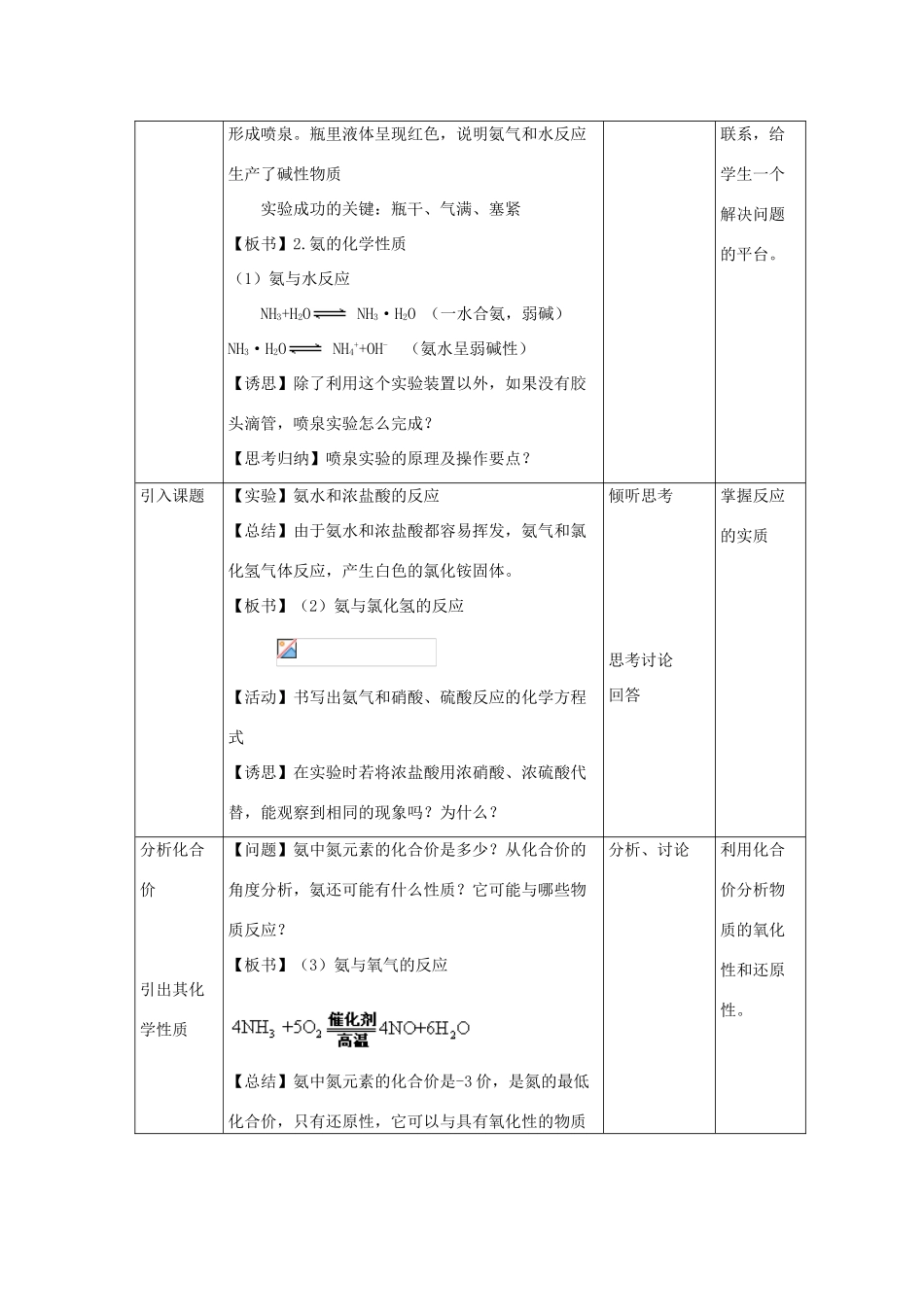 高中化学 第3章 自然界中的元素 第2节 氮的循环（第2课时）教学设计 鲁科版必修1-鲁科版高一必修1化学教案_第3页
