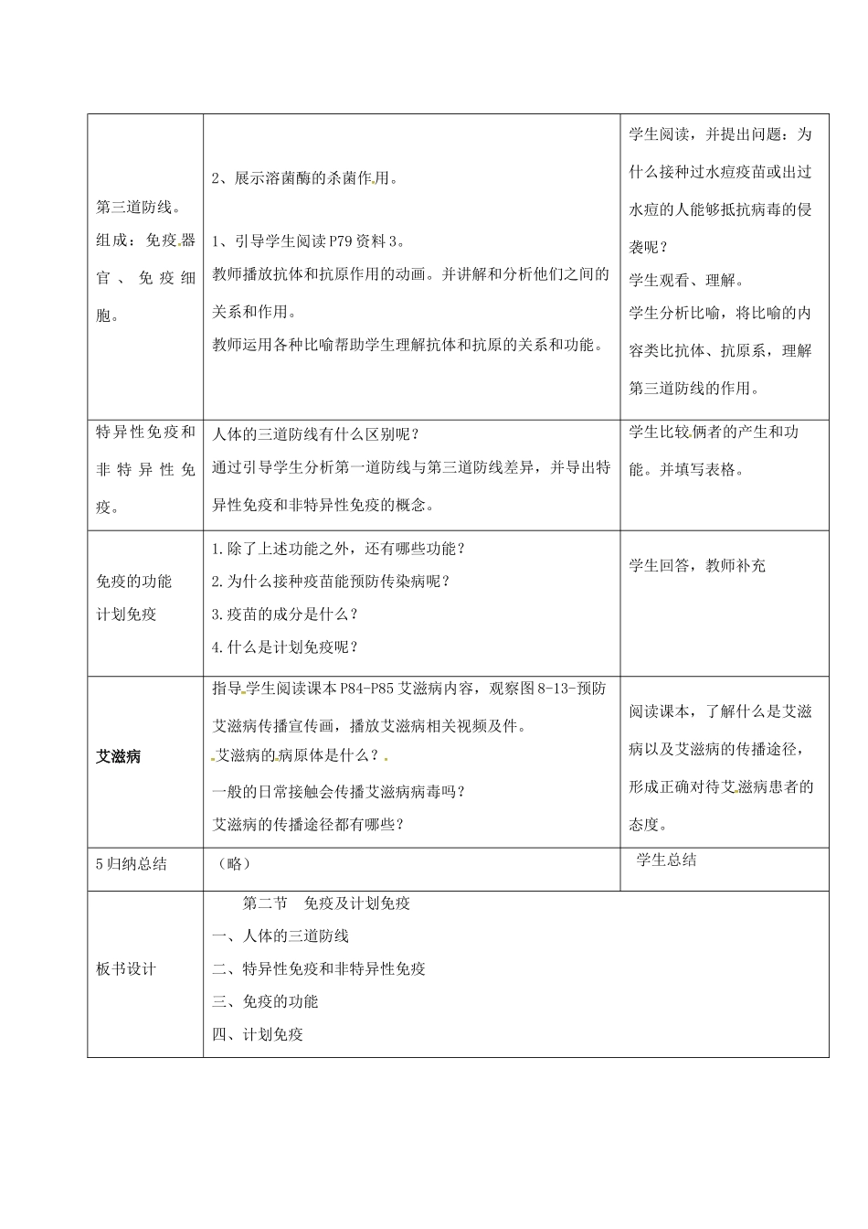 八年级生物下册 第十单元 健康地生活 第二十五章 疾病与免疫 第三节 免疫教案3（新版）苏教版-（新版）苏教版初中八年级下册生物教案_第2页