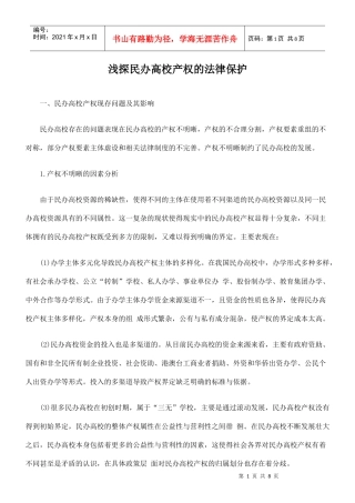 浅探民办高校产权的法律保护