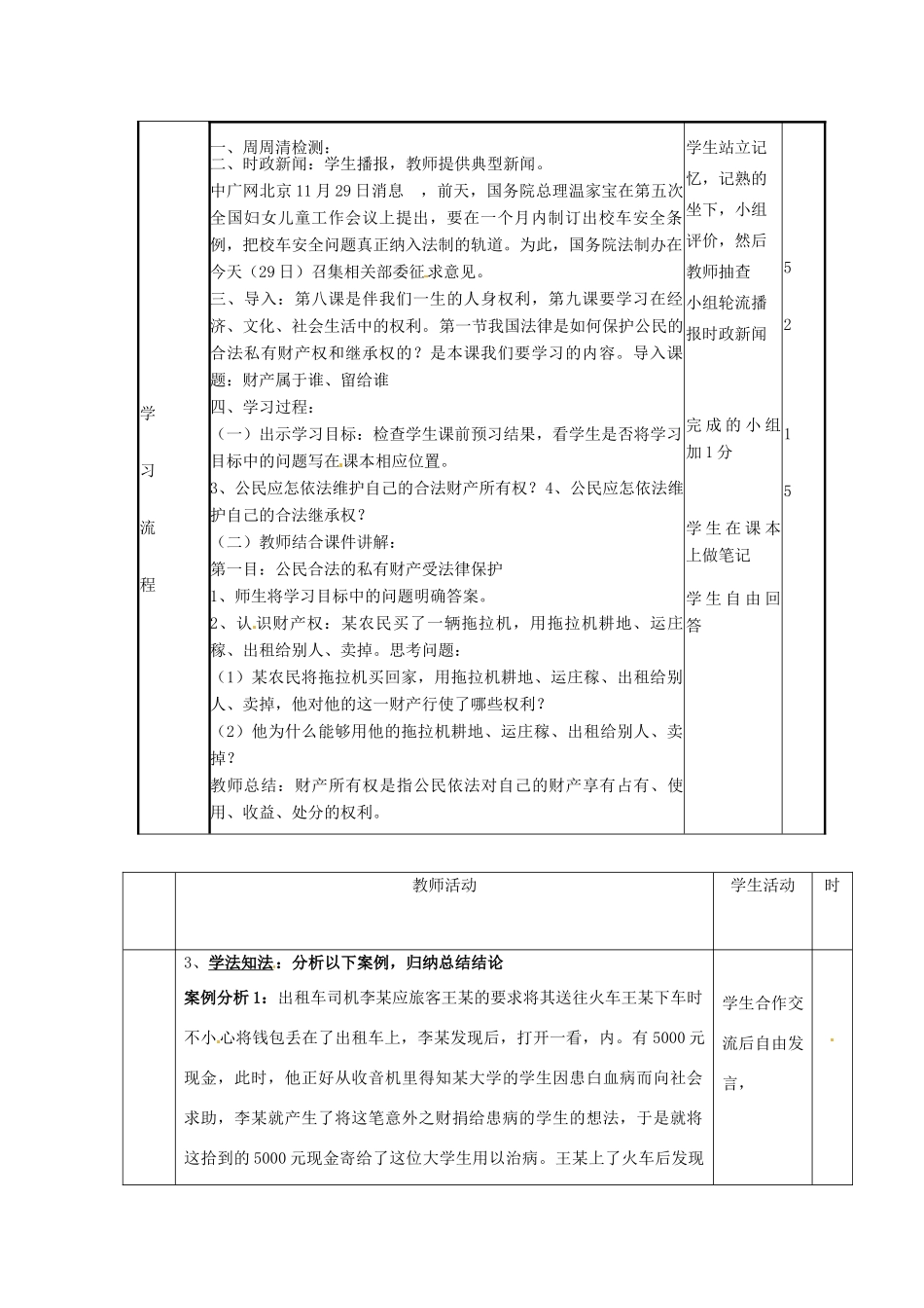 山东省邹平县实验中学八年级政治下册《第一节 财产属于谁 留给谁》教学案 新人教版_第3页