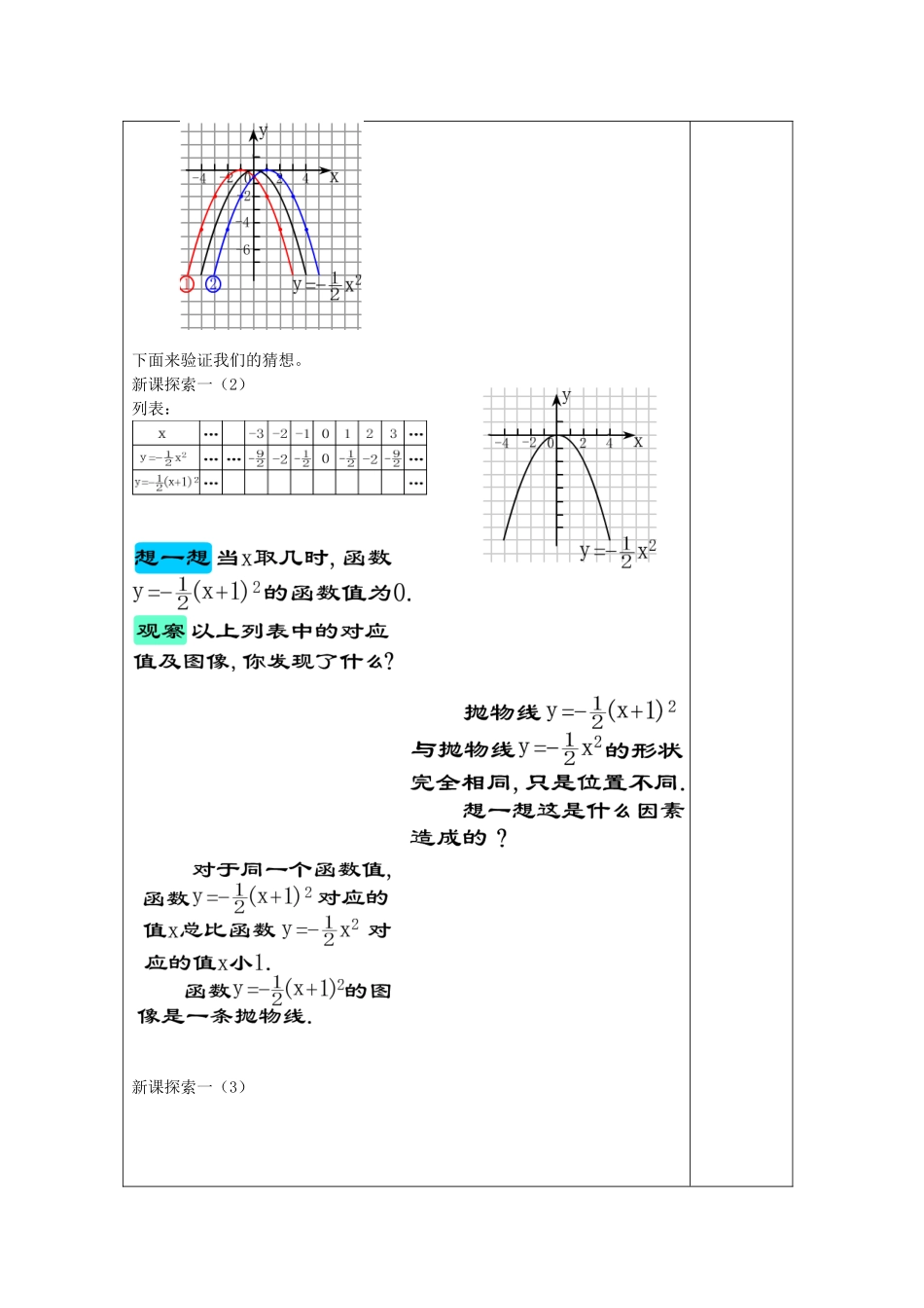 九年级数学上册 26.2 特殊二次函数的图像（3）二次函数ya（xm）2的图像教案 沪教版五四制-沪教版初中九年级上册数学教案_第2页