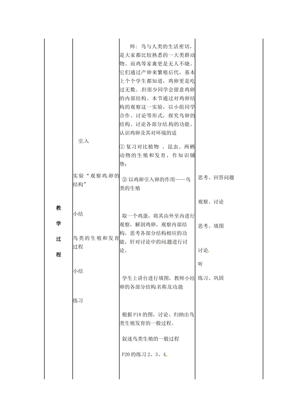 八年级生物下册《第七单元 第一章 第4节 鸟的生殖和发育》教案 新人教版-新人教版初中八年级下册生物教案_第2页