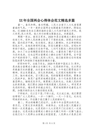 XX年全国两会心得体会范文精选多篇