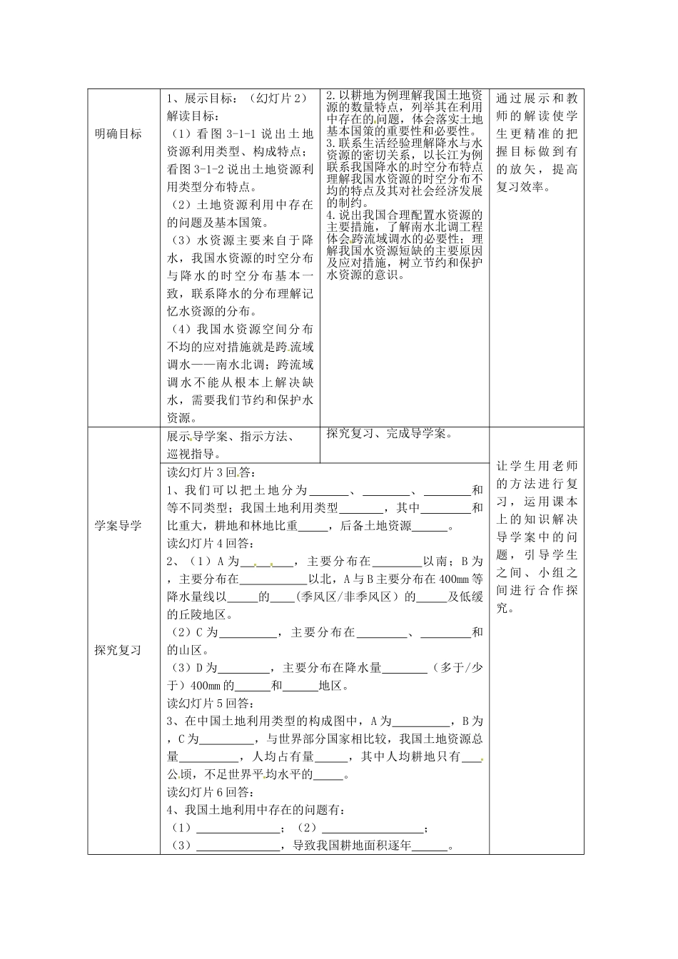 八年级地理上册 第三章 中国的自然资源复习教案2 （新版）商务星球版_第2页