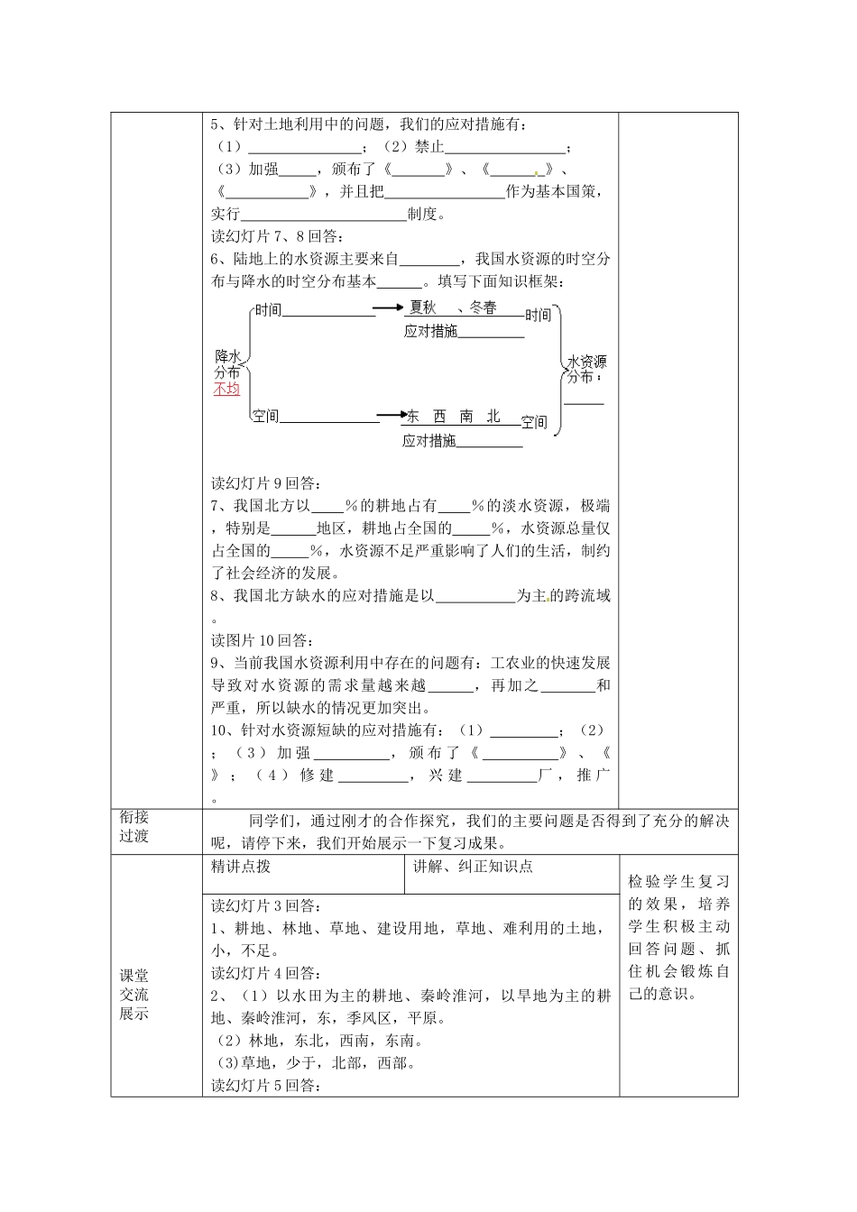 八年级地理上册 第三章 中国的自然资源复习教案2 （新版）商务星球版_第3页