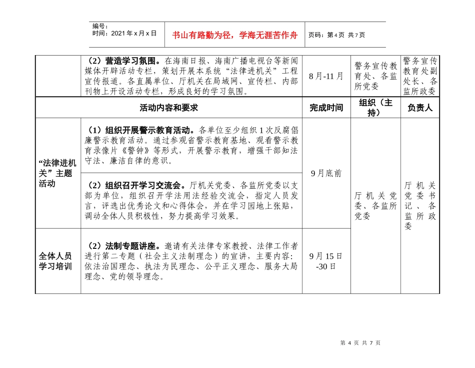 海南省司法厅开展“法律进机关”工程进度表_第3页