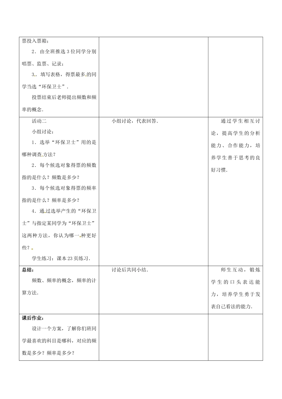 江苏省宿迁市沭阳县八年级数学下册 第7章 数据的收集、整理、描述 7.3 频数和频率教案 （新版）苏科版-（新版）苏科版初中八年级下册数学教案_第2页