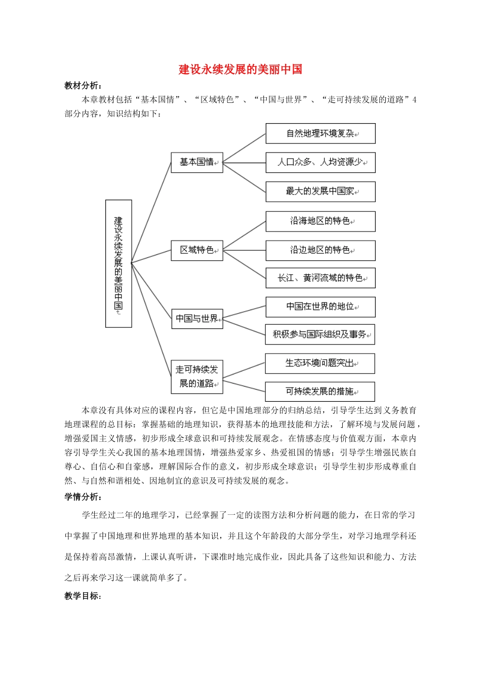八年级地理下册 第9章 建设永续发展的美丽中国教学设计 （新版）湘教版-（新版）湘教版初中八年级下册地理教案_第1页