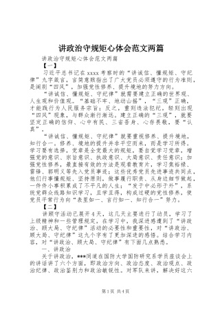 讲政治守规矩心体会范文两篇