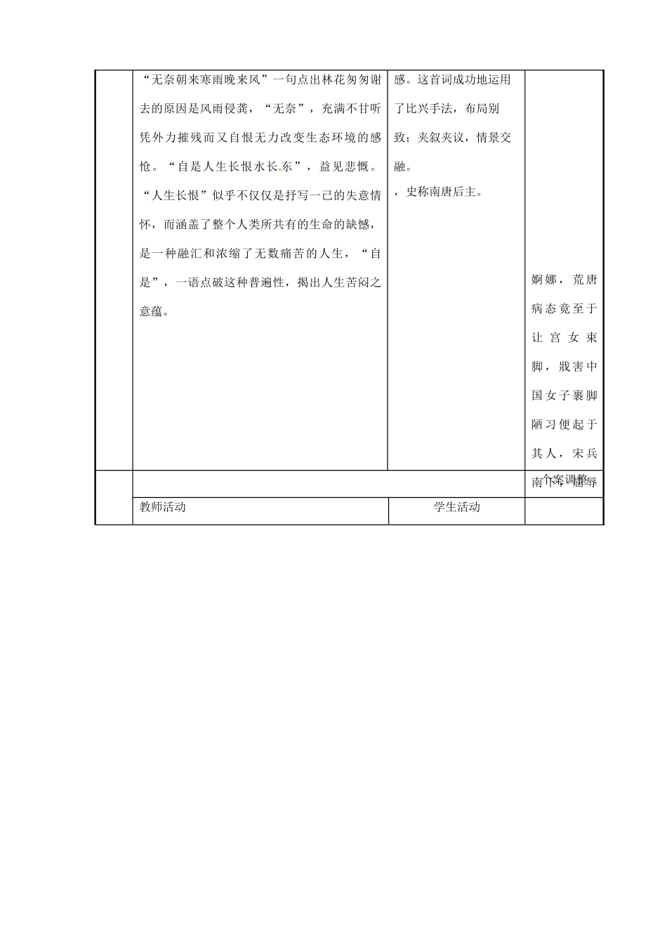 高中语文 专题七 乌夜啼教案 苏教版选修《唐诗宋词选读》-苏教版高二《唐诗宋词选读》语文教案_第2页