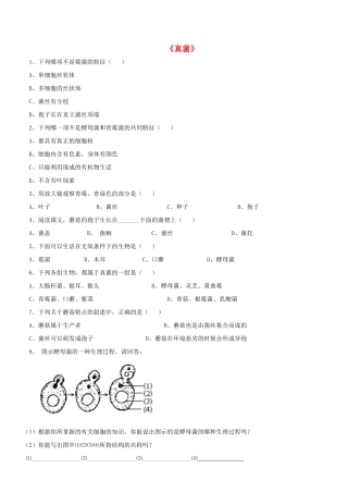 八年级生物上册 5.4.3 真菌练习题3（无答案）（新版）新人教版