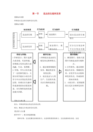 八年级生物上册 4.2.1《昆虫的生殖和发育》教案 （新版）济南版-（新版）济南版初中八年级上册生物教案